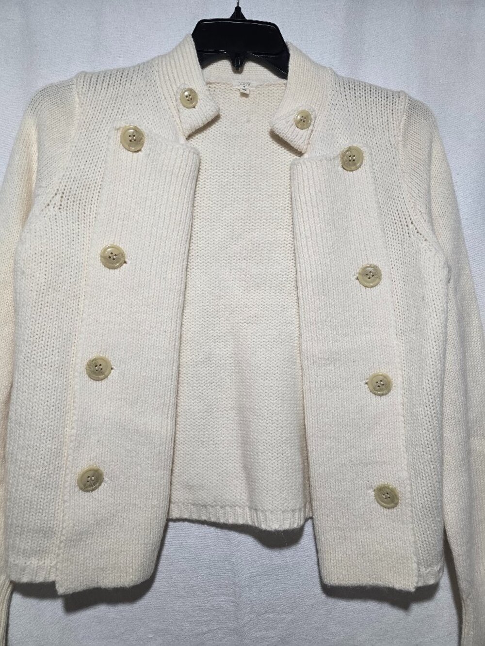 J.Crew Cream Alpaca Wool Blend Double Breasted Cardigan Sweater Jacket Size M